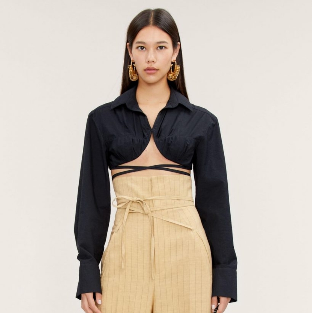 LA CHEMISE BACI – UNDERWIRE CROPPED SHIRT BLACK 